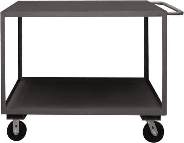 Durham - 3,000 Lb Capacity, 24" Wide x 48" Long x 39-1/16" High Service Cart - 2 Shelf, Steel, 2 Rigid/2 Swivel Casters - Apex Tool & Supply