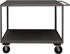 Durham - 3,000 Lb Capacity, 24" Wide x 48" Long x 39-1/16" High Service Cart - 2 Shelf, Steel, 2 Rigid/2 Swivel Casters - Apex Tool & Supply