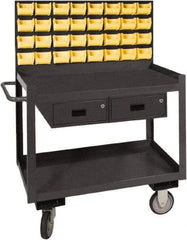 Durham - 1,200 Lb Capacity, 24" Wide x 36" Long x 64-1/8" High Service Cart - 2 Drawer, 2 Shelf, Steel, 2 Rigid/2 Swivel Casters - Apex Tool & Supply