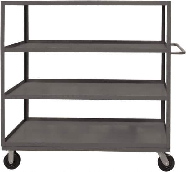 Durham - 1,200 Lb Capacity, 18" Wide x 30" Long x 55-5/8" High Service Cart - 4 Shelf, Steel, 2 Rigid/2 Swivel Casters - Apex Tool & Supply