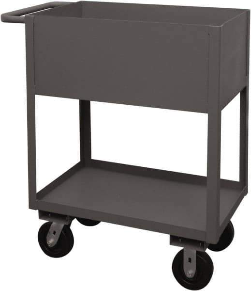 Durham - 1,200 Lb Capacity, 18" Wide x 30" Long x 39-1/16" High Service Cart - 2 Shelf, Steel, 2 Rigid/2 Swivel Casters - Apex Tool & Supply