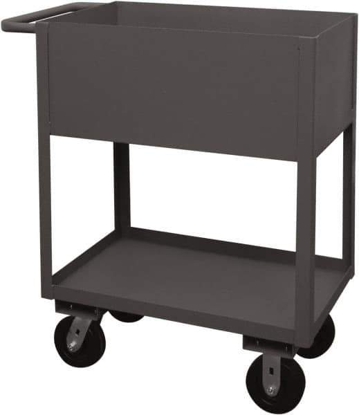 Durham - 3,600 Lb Capacity, 18" Wide x 30" Long x 39-1/16" High Service Cart - 2 Shelf, Steel, 2 Rigid/2 Swivel Casters - Apex Tool & Supply