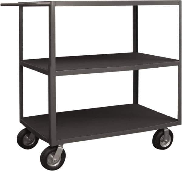 Durham - 1,200 Lb Capacity, 30" Wide x 60" Long x 55-3/8" High Instrument Cart - 3 Shelf, Steel, 2 Rigid/2 Swivel Casters - Apex Tool & Supply