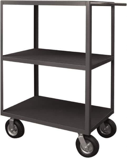 Durham - 1,200 Lb Capacity, 24" Wide x 36" Long x 50" High Instrument Cart - 3 Shelf, Steel, 2 Rigid/2 Swivel Casters - Apex Tool & Supply