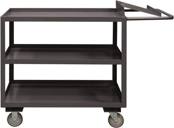 Durham - 1,200 Lb Capacity, 24" Wide x 48" Long x 37-5/8" High Order Picking Cart - 3 Shelf, Steel, 2 Rigid/2 Swivel Casters - Apex Tool & Supply
