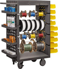 Durham - 1,200 Lb Capacity, 18" Wide x 26" Long x 46" High Wire Spool Cart - 8 Slot, Steel, 2 Rigid/2 Swivel Casters - Apex Tool & Supply