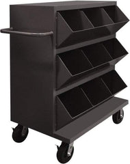 Durham - 2,400 Lb Capacity, 24" Wide x 36" Long x 49-1/4" High Storage Bin Cart - 9 Slot, Steel, 2 Rigid/2 Swivel Casters - Apex Tool & Supply
