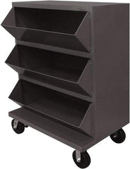 Durham - 2,400 Lb Capacity, 24" Wide x 36" Long x 49-1/4" High Storage Bin Cart - 3 Slot, Steel, 2 Rigid/2 Swivel Casters - Apex Tool & Supply