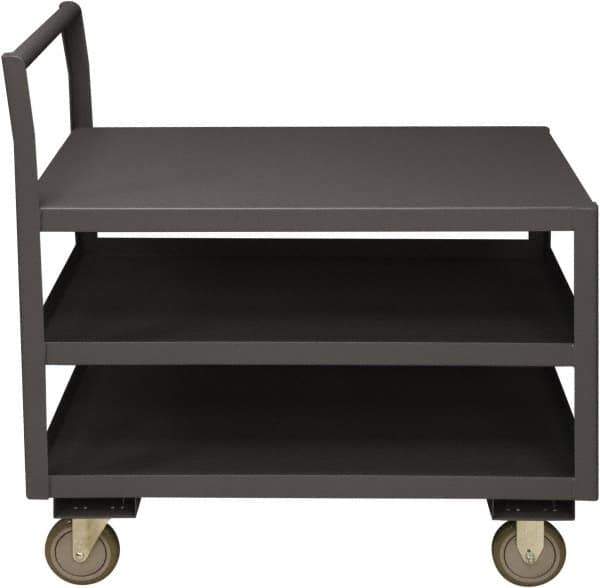 Durham - 1,200 Lb Capacity, 30-1/4" Wide x 51" Long x 37-1/2" High Service Cart - 3 Shelf, Steel, 2 Rigid/2 Swivel Casters - Apex Tool & Supply