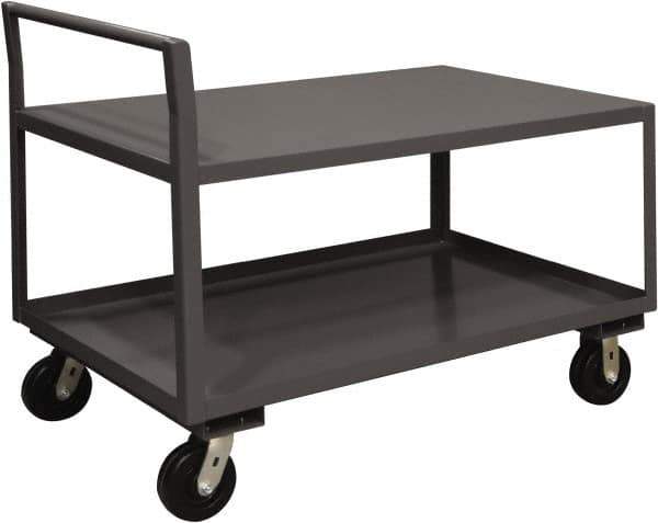 Durham - 2,000 Lb Capacity, 30-1/4" Wide x 51" Long x 38-3/4" High Service Cart - 2 Shelf, Steel, 2 Rigid/2 Swivel Casters - Apex Tool & Supply