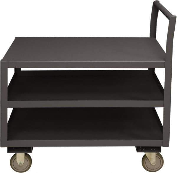 Durham - 1,200 Lb Capacity, 24-1/4" Wide x 51" Long x 37-1/2" High Service Cart - 3 Shelf, Steel, 2 Rigid/2 Swivel Casters - Apex Tool & Supply