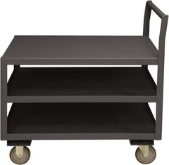 Durham - 1,200 Lb Capacity, 24-1/4" Wide x 51" Long x 37-1/2" High Service Cart - 3 Shelf, Steel, 2 Rigid/2 Swivel Casters - Apex Tool & Supply