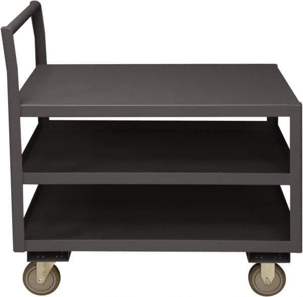 Durham - 1,200 Lb Capacity, 24-1/4" Wide x 39" Long x 37-1/2" High Service Cart - 3 Shelf, Steel, 2 Rigid/2 Swivel Casters - Apex Tool & Supply