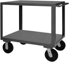 Durham - 5,000 Lb Capacity, 36" Wide x 72" Long x 40-1/4" High Heavy Duty Service Cart - 2 Shelf, Steel, 2 Rigid/2 Swivel Casters - Apex Tool & Supply