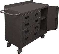 Durham - 1,200 Lb Capacity, 18" Wide x 36" Long x 39-3/4" High Mobile Cart - 1 Door, 4 Drawer, 1 Shelf, Steel, 2 Rigid/2 Swivel Casters - Apex Tool & Supply