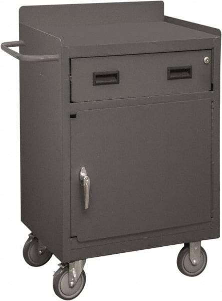 Durham - 1,200 Lb Capacity, 18" Wide x 24" Long x 39-3/4" High Mobile Cart - 1 Door, 1 Drawer, 1 Shelf, Steel, 2 Rigid/2 Swivel Casters - Apex Tool & Supply