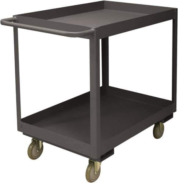 Durham - 3,600 Lb Capacity, 24" Wide x 36" Long x 39-1/16" High Service Cart - 2 Shelf, Steel, 2 Rigid/2 Swivel Casters - Apex Tool & Supply