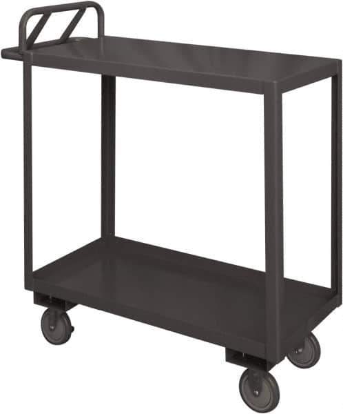 Durham - 1,200 Lb Capacity, 18" Wide x 30" Long x 38" High Service Cart - 2 Shelf, Steel, 2 Rigid/2 Swivel Casters - Apex Tool & Supply