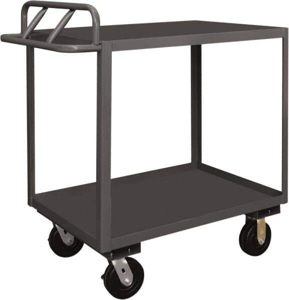 Durham - 3,600 Lb Capacity, 18" Wide x 36" Long x 37-5/8" High Service Cart - 2 Shelf, Steel, 2 Rigid/2 Swivel Casters - Apex Tool & Supply