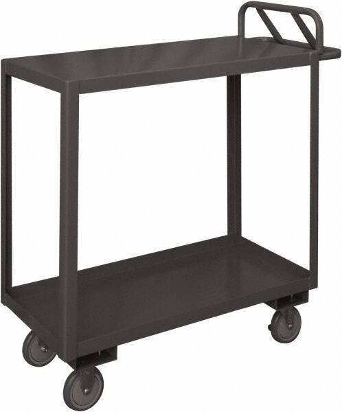 Durham - 1,200 Lb Capacity, 18" Wide x 36" Long x 37-5/8" High Service Cart - 2 Shelf, Steel, 2 Rigid/2 Swivel Casters - Apex Tool & Supply