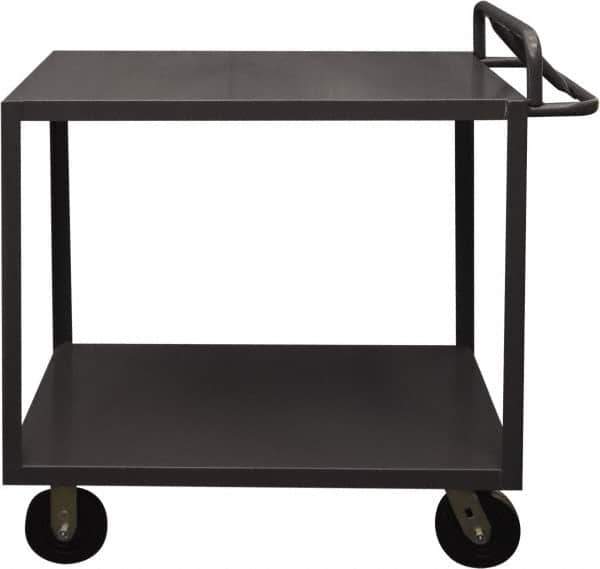 Durham - 3,600 Lb Capacity, 24" Wide x 48" Long x 37-5/8" High Service Cart - 2 Shelf, Steel, 2 Rigid/2 Swivel Casters - Apex Tool & Supply