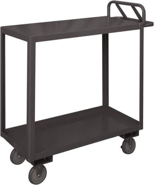 Durham - 1,200 Lb Capacity, 24" Wide x 48" Long x 37-5/8" High Service Cart - 2 Shelf, Steel, 2 Rigid/2 Swivel Casters - Apex Tool & Supply