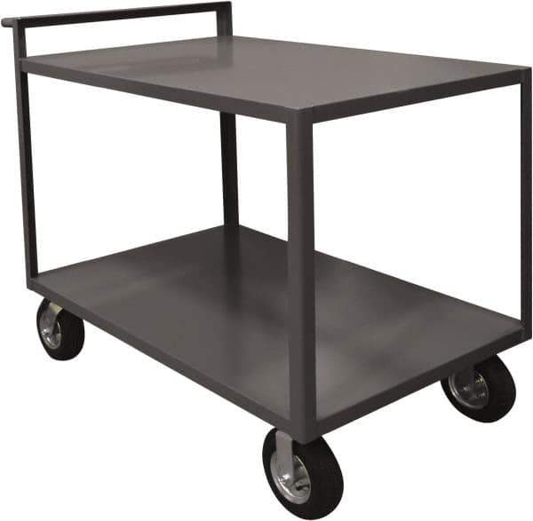 Durham - 1,500 Lb Capacity, 30" Wide x 60" Long x 39-1/2" High Service Cart - 2 Shelf, Steel, 2 Rigid/2 Swivel Casters - Apex Tool & Supply