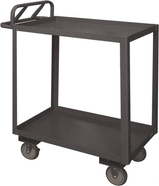 Durham - 1,200 Lb Capacity, 30" Wide x 60" Long x 29" High Service Cart - 2 Shelf, Steel, 2 Rigid/2 Swivel Casters - Apex Tool & Supply