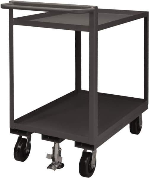 Durham - 1,500 Lb Capacity, 24" Wide x 48" Long x 41-1/16" High Service Cart - 2 Shelf, Steel, 2 Rigid/2 Swivel Casters - Apex Tool & Supply