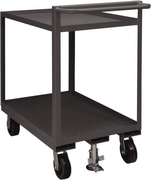 Durham - 1,500 Lb Capacity, 30" Wide x 48" Long x 41-1/16" High Service Cart - 2 Shelf, Steel, 2 Rigid/2 Swivel Casters - Apex Tool & Supply