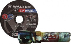 WALTER Surface Technologies - 4-1/2" 60 Grit Aluminum Oxide Cutoff Wheel - 3/64" Thick, 7/8" Arbor, 13,300 Max RPM, Use with Angle Grinders - Apex Tool & Supply