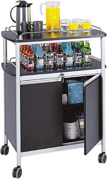 Safco - 50 Lb Capacity, 33-1/2" Wide x 21-3/4" Long x 43" High Mobile Cart - 2 Door, 1 Drawer, 1 Shelf, Steel, 4 Swivel Casters - Apex Tool & Supply
