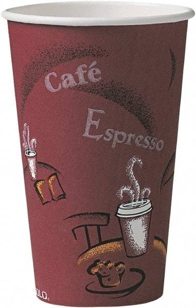 Solo - Bistro Design Hot Drink Cups, Paper, 16 oz, 300/Carton - Maroon - Apex Tool & Supply