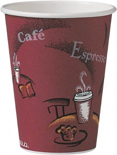 Solo - Bistro Design Hot Drink Cups, Paper, 12 oz, 300/Carton - Maroon - Apex Tool & Supply