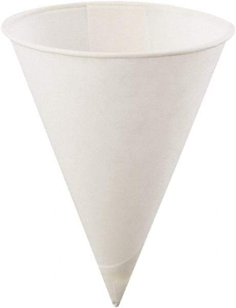 Konie - Poly-Bag Rolled-Rim Paper Cone Cups, 4 oz, 5000/Carton - White - Apex Tool & Supply