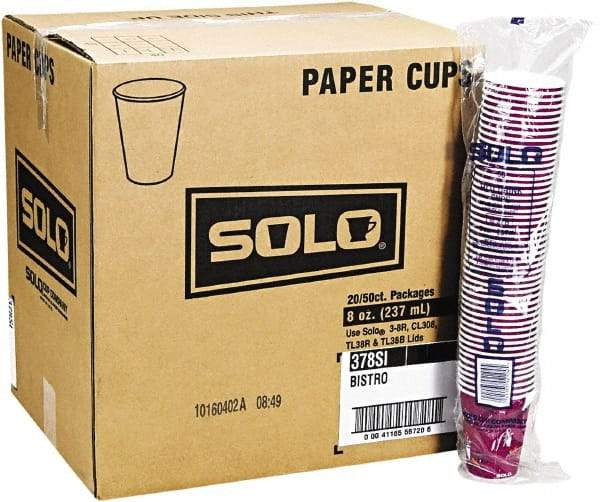 Solo - Bistro Design Hot Drink Cups, Paper, 12 oz, 50/Bag, 20 Bags/Carton - Maroon - Apex Tool & Supply