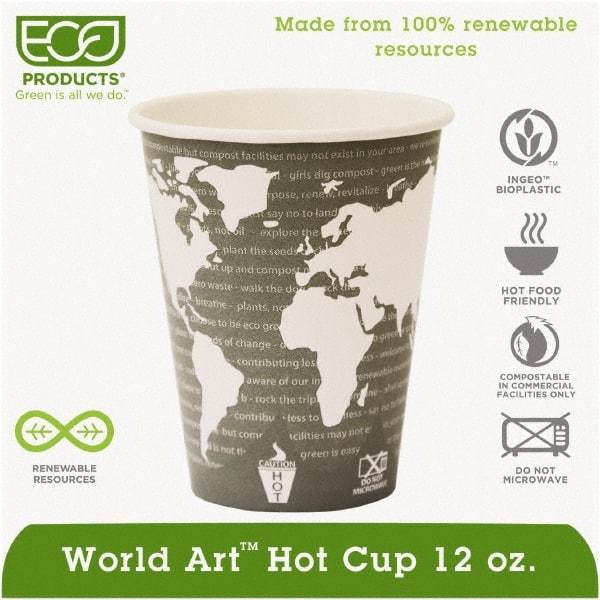ECO PRODUCTS - World Art Renewable Compostable Hot Cups, 12 oz, 50/PK, 20 PK/CT - World Art Design - Apex Tool & Supply