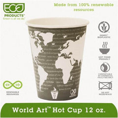 ECO PRODUCTS - World Art Renewable Compostable Hot Cups, 12 oz, 50/PK, 20 PK/CT - World Art Design - Apex Tool & Supply