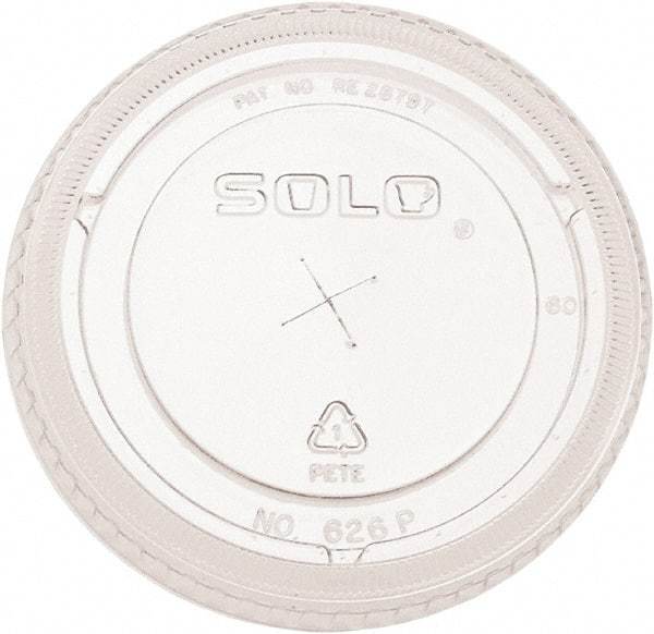 Solo - PETE Flat Straw-Slot Cold Cup Lids, Fits 16-24 oz, 100/Pack, 10 Packs/Carton - Clear - Apex Tool & Supply