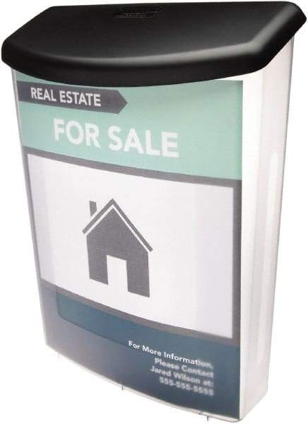 Deflect-o - 10" Wide x 4-1/2" Deep x 13-1/8" High, 1 Compartment, Polypropylene Outdoor Literature Box - Clear/Black, 9" Compartment Width x 3-1/2" Compartment Depth x 11" Compartment Height - Apex Tool & Supply