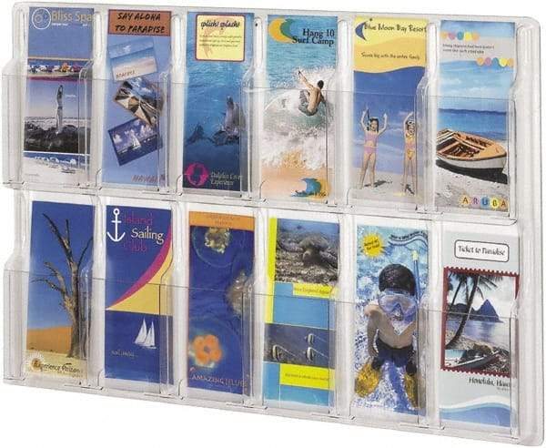 Safco - 30" Wide x 2" Deep x 20-1/4" High, 12 Compartments, Plastic Literature Display Board - Clear, 9-1/2" Compartment Width x 2" Compartment Depth x 9" Compartment Height - Apex Tool & Supply