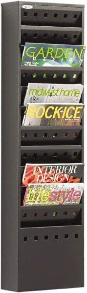 Safco - 10" Wide x 4" Deep x 36-1/4" High, 11 Compartments, Steel Magazine Stand - Black, 8-1/2" Compartment Width x 3-1/2" Compartment Depth x 10-1/4" Compartment Height - Apex Tool & Supply