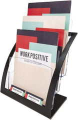 Deflect-o - 11-1/4" Wide x 6-15/16" Deep x 13-5/16" High, 3 Compartments, Polystyrene Magazine Stand - Black, 9-1/2" Compartment Width x 3-3/4" Compartment Depth x 11" Compartment Height - Apex Tool & Supply