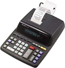 Sharp - Fluorescent Printing Calculator - 8-5/8 x 12-7/8 Display Size, Black, AC Powered, 4" Long x 9.6" Wide - Apex Tool & Supply