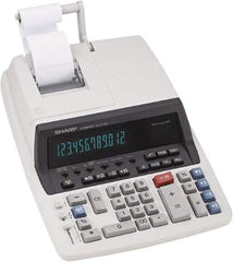 Sharp - Fluorescent Printing Calculator - 17mm Display Size, Light Gray, AC Powered, 12-1/2" Long x 8-3/4" Wide - Apex Tool & Supply