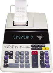 Sharp - Fluorescent Printing Calculator - 8-5/8 x 12-7/8 Display Size, White, AC Powered, 3.9" Long x 9.7" Wide - Apex Tool & Supply
