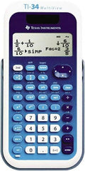 Texas Instruments - LCD Scientific Calculator - 3 x 5.8 Display Size, Blue & White, Battery & Solar Powered, 9.8" Long x 6.8" Wide - Apex Tool & Supply