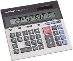 Sharp - LCD Portable Calculator - 7-1/4 x 6-7/8 Display Size, Light Gray, Battery & Solar Powered, 1.2" Long x 8.7" Wide - Apex Tool & Supply