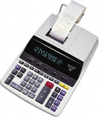 Sharp - Fluorescent Printing Calculator - 17mm Display Size, Light Gray, AC Powered, 16.1" Long x 10" Wide - Apex Tool & Supply