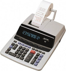 Sharp - Fluorescent Printing Calculator - 9-7/8 x 13-5/8 Display Size, Light Gray, AC Powered, 4-1/2" Long x 10-5/8" Wide - Apex Tool & Supply